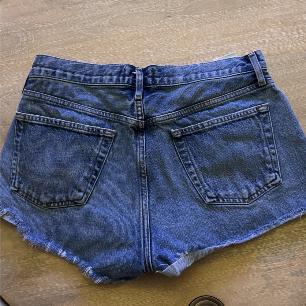 Agolde Parker Blue Jean Shorts Distressed Cut-Off Style - Picture 3 of 5